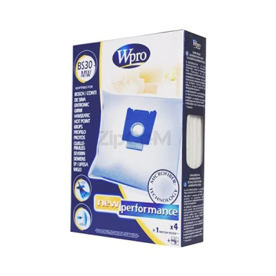 Комплект мешков BS30-MW Wpro (4 шт) + фильтр для пылесоса Whirlpool 481281718611